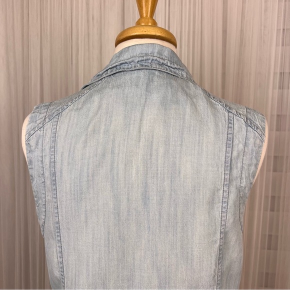 GENTLE FAWN Lightweight Chambray Moto Vest - XS - Picture 6 of 8